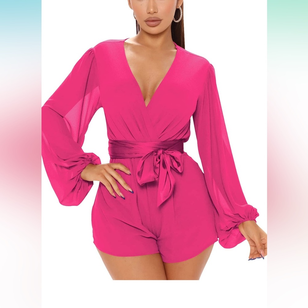 Hot Pink Romper Size Extra Large fits liked a Large - Picture 2 of 6